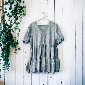 a.n.a (a new approach) light blue floral tiered babydoll dress